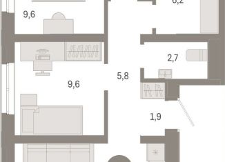 2-комнатная квартира на продажу, 55.3 м2, Свердловская область