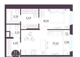 Продается 1-комнатная квартира, 45.5 м2, Рязанская область