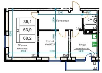 Продам 2-ком. квартиру, 68.2 м2, Ессентуки, улица Маяковского, 19А