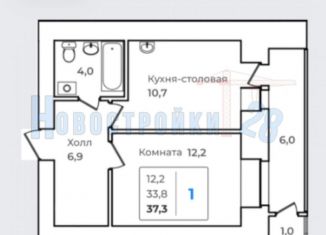 Продам 1-ком. квартиру, 37.3 м2, Благовещенск, улица Чайковского, 7