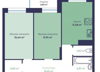 Продается 2-ком. квартира, 54.7 м2, Ярославль, Фрунзенский район