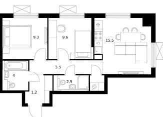 Продам 2-комнатную квартиру, 51.2 м2, Екатеринбург, метро Ботаническая