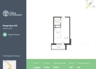 Продаю квартиру студию, 29.7 м2, Котельники, микрорайон Новые Котельники, 22