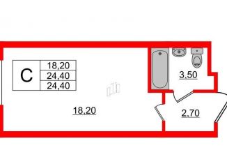 Квартира на продажу студия, 24.4 м2, Санкт-Петербург, Парфёновская улица, 4, Адмиралтейский район