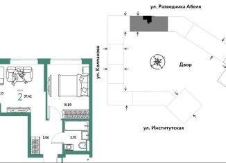 Продажа 2-комнатной квартиры, 37.4 м2, Москва, метро Коломенская