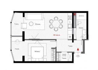 Продается 1-ком. квартира, 66 м2, Махачкала, проспект Насрутдинова, 274Дк2