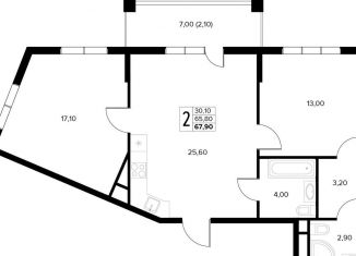 2-ком. квартира на продажу, 67.9 м2, село Сукко