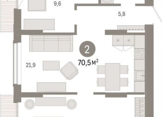 Двухкомнатная квартира на продажу, 70.5 м2, Тюмень, Краснооктябрьская улица, 4к3