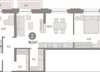 Продаю 2-комнатную квартиру, 78.2 м2, Тюмень