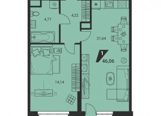 Продам 1-ком. квартиру, 46.1 м2, Екатеринбург, метро Геологическая, улица Громова, 26