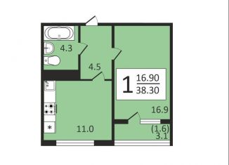 Продам 1-комнатную квартиру, 38.4 м2, Воронеж, улица Загоровского, 9/3, Центральный район