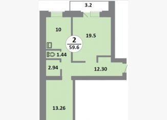 Продажа 2-ком. квартиры, 59.6 м2, Красноярск, Соколовская улица, 52, Советский район