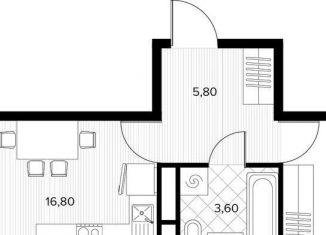 Продам однокомнатную квартиру, 42.4 м2, село Сукко