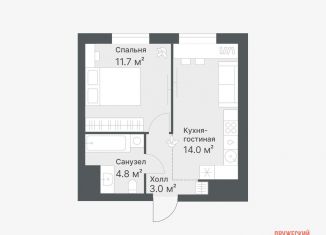 Продажа 1-ком. квартиры, 33.5 м2, Тюмень, Калининский округ