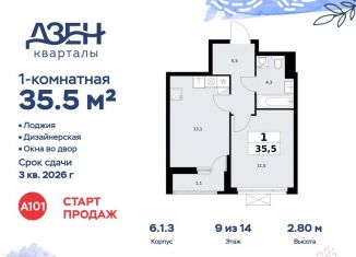 Продается 1-комнатная квартира, 35.5 м2, ДСК Актер, ДСК Актер, 6с1