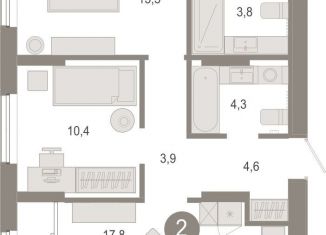 Продам 2-ком. квартиру, 64.7 м2, Тюмень, Калининский округ