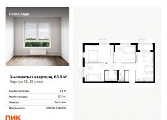 Продается 3-комнатная квартира, 65.9 м2, Ярославль, ЖК Волга Парк