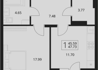 1-комнатная квартира на продажу, 47.7 м2, посёлок Путёвка, территория садоводческого общества Снежка, 1023