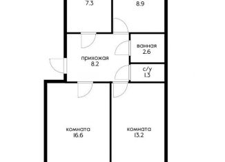 Продажа трехкомнатной квартиры, 60 м2, Краснодар, Дунайская улица, Дунайская улица