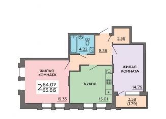 2-комнатная квартира на продажу, 65.9 м2, Воронеж, Железнодорожный район