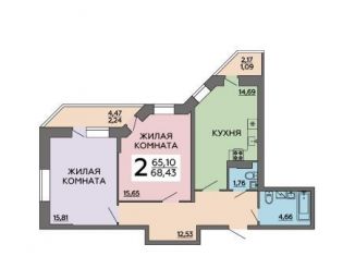 2-комнатная квартира на продажу, 68.4 м2, Воронеж, ЖК 9 Ярдов
