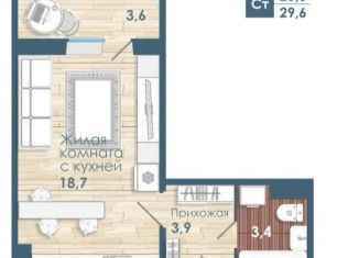 Квартира в аренду студия, 26 м2, Новосибирск, улица Титова, 255/2, Ленинский район