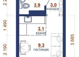 Продается 1-комнатная квартира, 22.9 м2, Иркутск, Правобережный округ