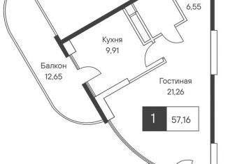 Продам 1-ком. квартиру, 56.8 м2, Алушта, Западная улица, 4