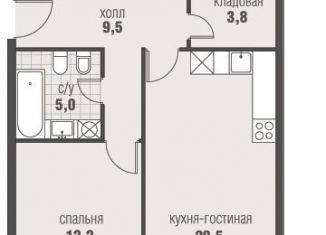 Продам 2-комнатную квартиру, 51 м2, деревня Румянцево, Киевское шоссе, 22-й километр, 6Вк2, ЖК Хоумсити