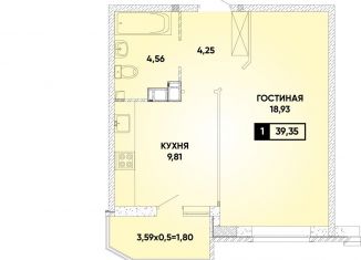 Однокомнатная квартира на продажу, 39.4 м2, Краснодар, микрорайон Достояние