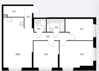 Продается трехкомнатная квартира, 87.7 м2, Москва, жилой комплекс Кронштадтский 14, к1.1, ЖК Кронштадтский 14