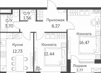 Продается 2-комнатная квартира, 56.6 м2, Москва, ЖК Аквилон Бисайд