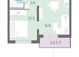 Продаю 1-ком. квартиру, 34.1 м2, Санкт-Петербург, Орлово-Денисовский проспект, 15к2, ЖК Заповедный парк