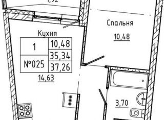 Продаю однокомнатную квартиру, 37.3 м2, Мурино, Привокзальная площадь, 1Ак1, ЖК Мечта