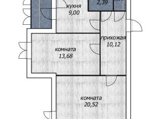 Двухкомнатная квартира на продажу, 59.3 м2, село Миловка, улица Довлатова, 4, ЖК Миловский Парк
