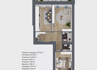 Продам двухкомнатную квартиру, 67.8 м2, Йошкар-Ола, микрорайон Фестивальный