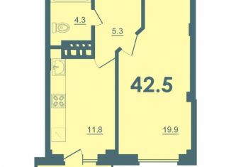 Продается однокомнатная квартира, 42.5 м2, деревня Борисовичи, Балтийская улица, 18к1, ЖК Спортивный Квартал