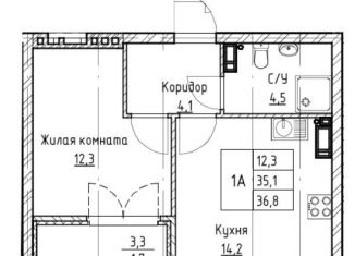 Продается однокомнатная квартира, 36.8 м2, городской посёлок Новоселье, ЖК Ньюпитер, Питерский проспект, 11