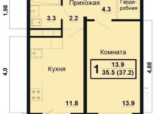 Однокомнатная квартира на продажу, 37.4 м2, Ковров, Ореховая улица, 20, ЖК Дом на Ореховой
