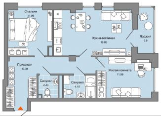 Продажа трехкомнатной квартиры, 65 м2, Ульяновск, жилой комплекс Центрополис, 1, Заволжский район