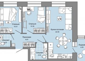 Продам трехкомнатную квартиру, 59 м2, Ульяновск, жилой комплекс Дивный Сад, 6, ЖК Дивный Сад