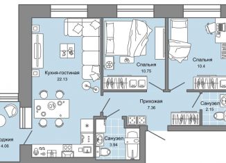 Трехкомнатная квартира на продажу, 59 м2, Ульяновск, жилой комплекс Дивный Сад, 6, ЖК Дивный Сад