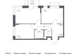 Продажа двухкомнатной квартиры, 54.2 м2, Москва, жилой комплекс Квартал Марьино, к1
