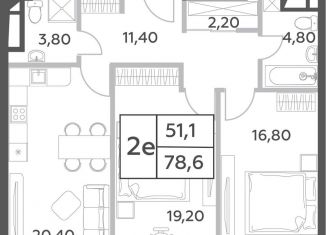Продажа 3-комнатной квартиры, 78.6 м2, Москва, проспект Генерала Дорохова, вл1к1, район Раменки