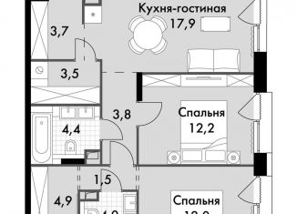 Продается двухкомнатная квартира, 67.9 м2, Москва, район Свиблово, Снежная улица, вл22к3