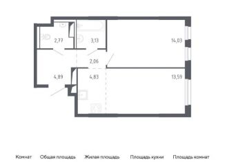 2-ком. квартира на продажу, 45.3 м2, Тюмень, жилой комплекс Чаркова 72, 1.1