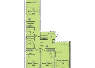 3-комнатная квартира на продажу, 120.1 м2, Екатеринбург, Машинная улица, 1В/2, ЖК Клевер Парк