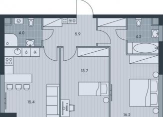 Продажа 3-комнатной квартиры, 59.4 м2, Москва, ЖК Эвер