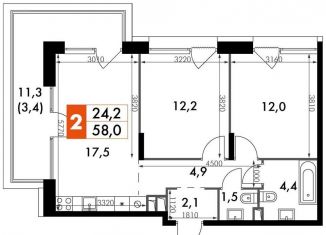 Продаю 2-ком. квартиру, 58 м2, Москва, метро Свиблово, Снежная улица, вл22к3