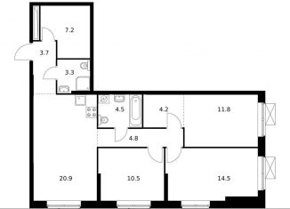 Продам 3-комнатную квартиру, 85.4 м2, Одинцово, ЖК Одинцово-1, жилой комплекс Одинцово-1, 1.26.2